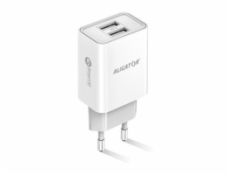 Aligator síťová nabíječka, 2x USB, smart IC, 2,4 A, bílá