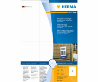 Herma Label, bílý, 70 x 148,5 mm, mikroperforovaný, 600 k...