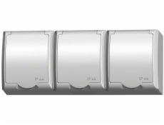 Ospel FALA Trojitá hermetická zásuvka s/out IP44, bílý kryt (GNH-3HZw)