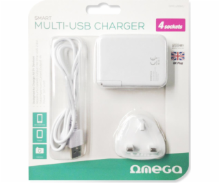 Omega 4x USB 4A nabíječka, bílá - 42673