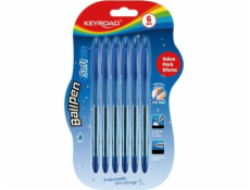 Keyroad Classic kuličkové pero KEYROAD Ball Pen Soft Jet, 0,7 mm, 6 ks, blistr, modré