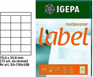 Mondi LABELS A4 IGEPA 70,0 X 50,8 MM BÍLÁ (100)