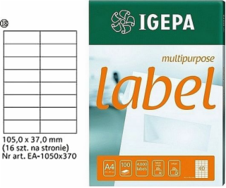 IGEPA ŠTÍTKY A4 IGEPA 105 X 37,0 MM BÍLÁ (100)