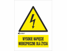 ANRO Výstražná značka Vysoké napětí nebezpečné pro život 52 x 74 mm (3EOA/Q1/F)