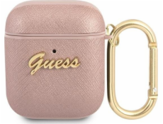 Pouzdro Guess Guess GUA2SASMP Obal Apple AirPods růžový/růžový Saffiano Script Metal Collection