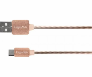 Kruger&Matz USB-A - microUSB USB kabel 1 m růžový (KM0360)