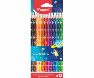 Trojúhelníkové pastelky Maped Cosmic, 12 barev MAPED