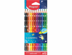 Trojúhelníkové pastelky Maped Cosmic, 12 barev MAPED