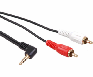 3,5mm úhlový mini jack kabel 2RCA 1m MCTV-824 Black