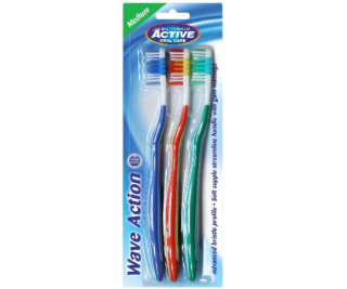 Zubní kartáček Active Oral Care Wave Action střední 3 ks