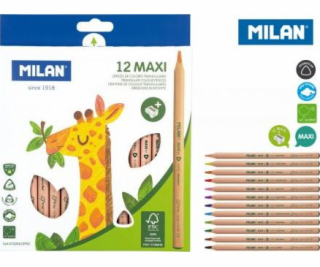 Milan Maxi trojhranné pastelky přírodní 12 barev