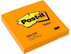 Post-It 3M POST-IT_ samolepicí podložka (654N), 76x76mm, 1x100 karet, jasně oranžová