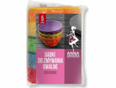 Anna Zaradna ANNA ZARADNA mycí houby, oválné, barevné, 5 ks, mix