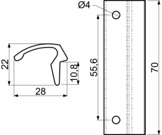 Madlo pro plastová okna a dveře 70x28x22 mm hliník bílé