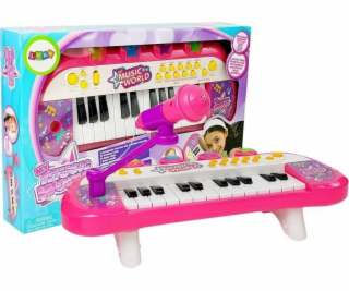 LEANToys Keyboard Piano 24 kláves USB mikrofon Růžový