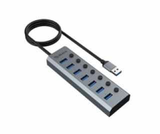 AKASA Hub 7 v 1, USB-A 3.2 Gen 1, šedá