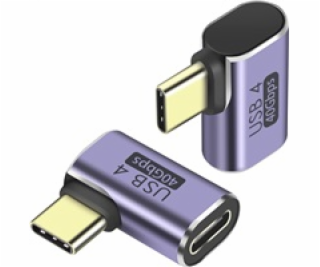 PremiumCord Adaptér USB-C na USB-C, USB 4.0, zahnutý 90°