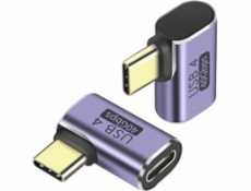 PremiumCord Adaptér USB-C na USB-C, USB 4.0, zahnutý 90°