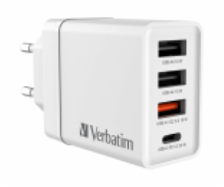 Verbatim USB nabíječka do sítě, 30W, 4 portová, bílá