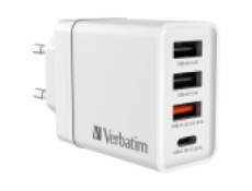 Verbatim USB nabíječka do sítě, 30W, 4 portová, bílá