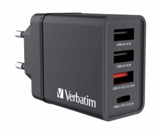 Verbatim USB nabíječka do sítě, 30W, 4 portová, černá