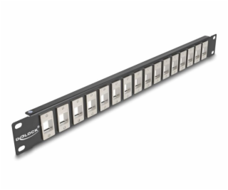 Delock 19” Keystone Patch Panel, 16 portů, 1U, černé