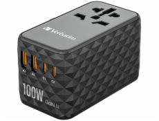 VERBATIM UTA-05 GaN III Univerzální cestovní adaptér s 2x USB-C PD 100W & QC 4+ / 2x USB-A QC 3.0