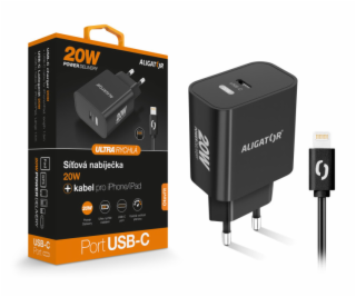 Chytrá síťová nabíječka ALIGATOR Power Delivery 20W, USB-...