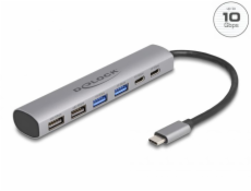 Delock 6 portový rozbočovač USB se 4 x zásuvkami USB Typu-A a se 2 x zásuvkami USB Type-C™