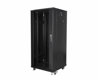 Stojacia skriňa Rack 19 27U 600x600mm čierna (presklené d...