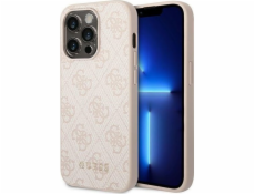 Kovové zlaté logo Guess Guess 4G – pouzdro iPhone 14 Pro Max (růžové)