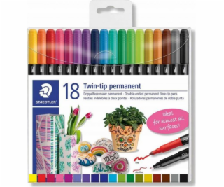 STAEDTLER Permanentní popisovače  Twin-tip , 18 barev, 0,...