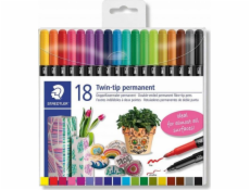 STAEDTLER Permanentní popisovače  Twin-tip , 18 barev, 0,4/2,0 mm, oboustranné 3187 TB18