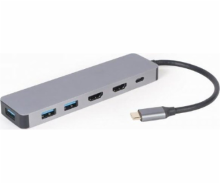  Rozbočovač USB-C USB-C PD Adaptér HDMI x2 USB 3.0 x3