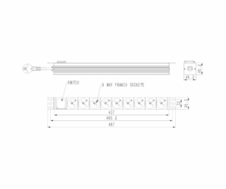  Rack napájecí lišta PDU 9xFR 1U 16A FR 2m