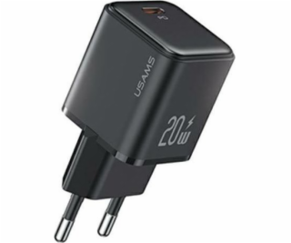 Usams Charger 1xUSB-C PD 3.0 20W Fast Wall Charger Black