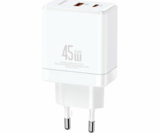 Usams nabíječka USB-C+USB-A 45W GaN PD 3.0 nástěnná nabíj...