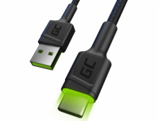 GREENCELL Cable GC Ray USB - USB-C 200cm green LED backlight Ultra Charge QC 3.0