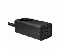 Akyga Nabíječka univerzální AC 230V + USB-A + 2xUSB-C PD 5-20V/max. 5A/65W Quick Charge 3.0 GaN, černá