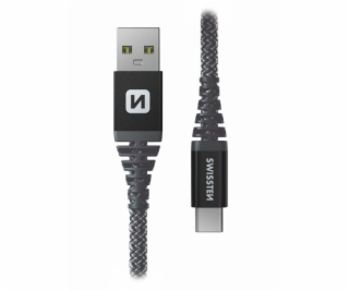 Swissten Datový kabel KEVLAR USB / USB-C 1,5 M ANTRACIT