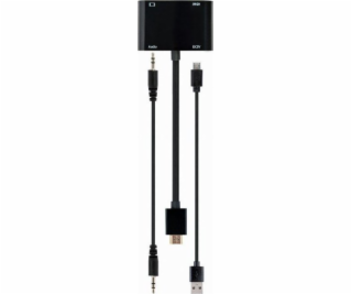 Adapter HDMI męski do HDMI żeński + VGA żeński z audio i ...