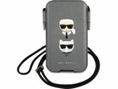 Karl Lagerfeld and Choupette Head Saffiano PU Pouch S/M Grey Nové