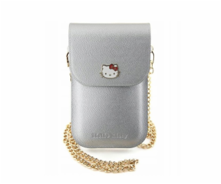 Hello Kitty PU Metal Logo Leather Wallet Phone Bag Silver...