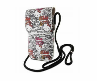 Hello Kitty Leather Tags Graffiti Phone Bag Beige Nové