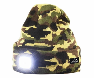 LED čelovka Cattara čepice ARMY s LED svítilnou USB nabíjení