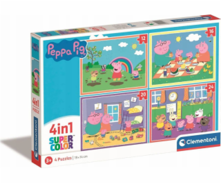 Clementoni Supercolor 4v1 - prasátko Peppa, puzzle