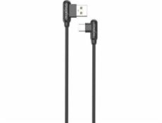 MAXXIMUS USB kabel MX CORNER RYCHLÉ NABÍJENÍ TYP-C 2,4A / 1m, ČERNÁ / ČERNÁ, ÚHLOUB.