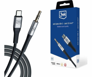 3mk audio kabel AUX Cable USB-C - Jack 3,5mm, 1m, černá