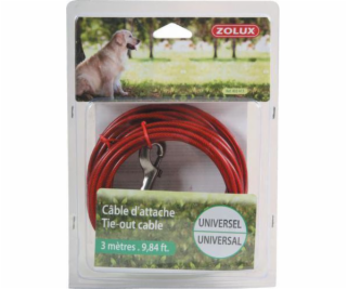 Vodítko Zolux TIE-OUT Cable, červené, 3m