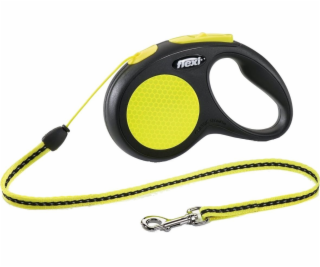 Vodítko FLEXI NEON S, černé, žluté, 5m